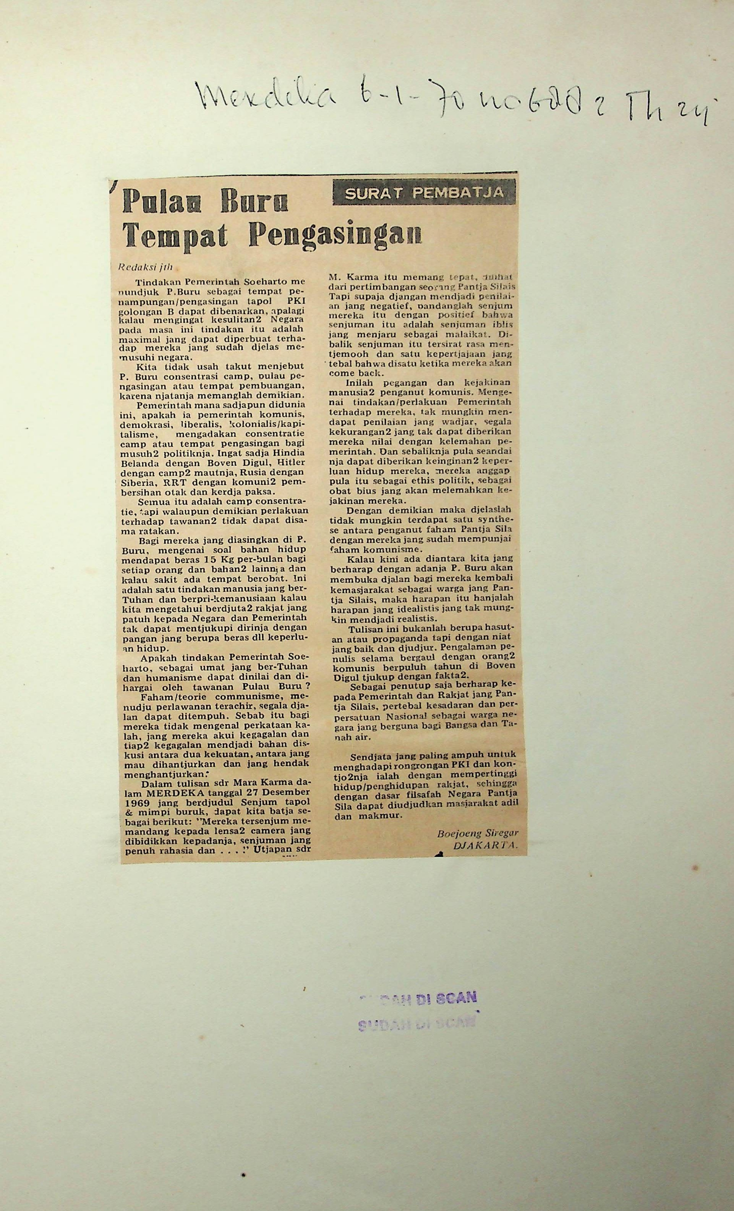 Pulau Buru tempat pengasingan