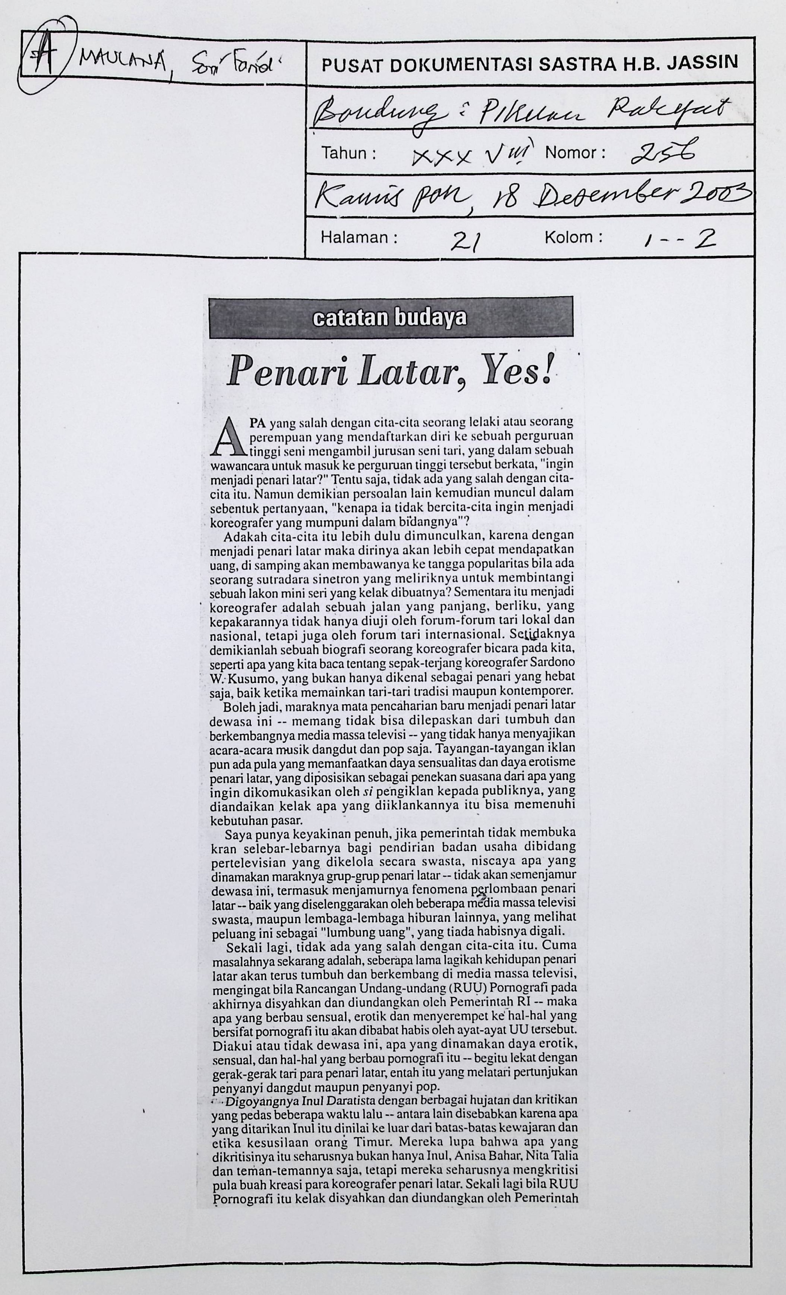 Penari latar, yes!