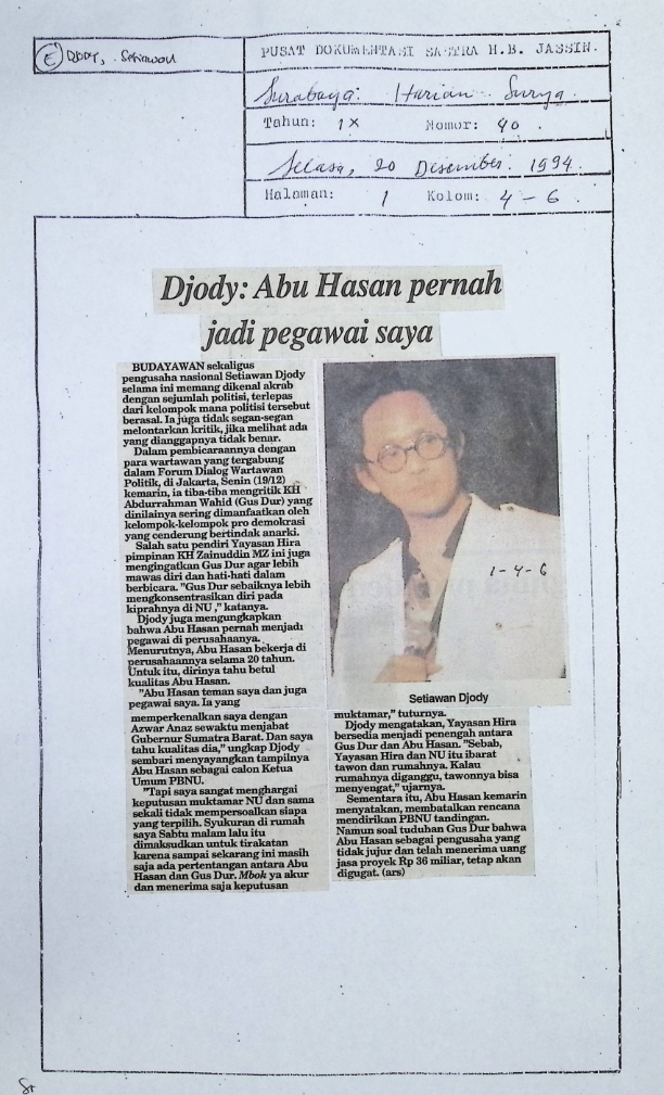 Djody: Abu Hasan pernah jadi pegawai saya
