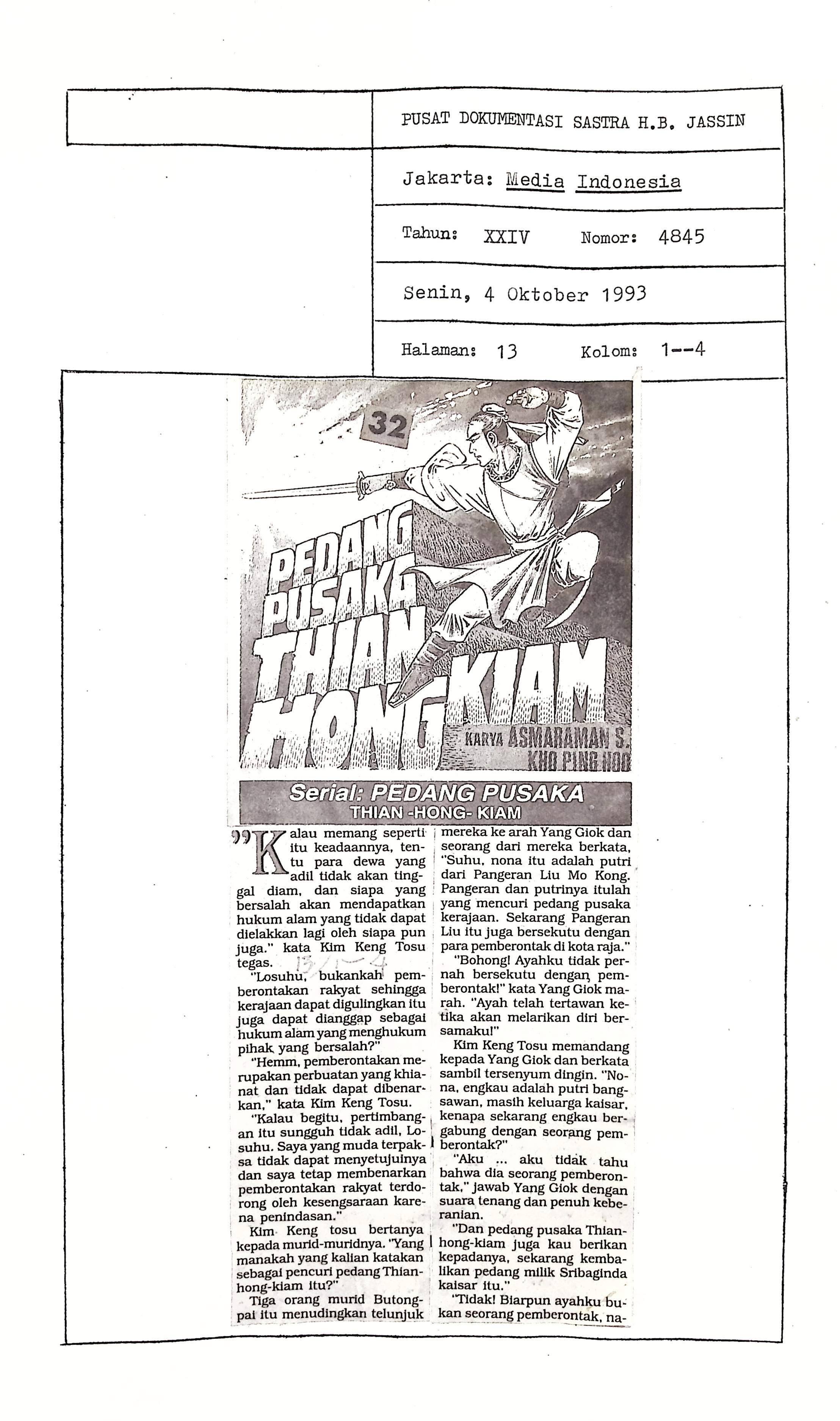 Cerbung pedang pusaka Thian Hong Kiam bagian 32