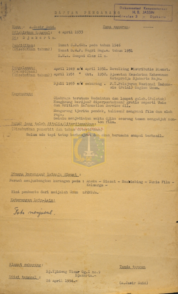 Biodata Suid, A. Jasir