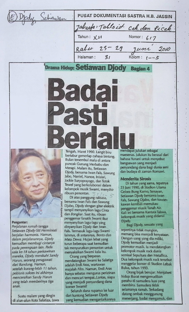 Drama hidup: Setiawan Djody (Bagian 4) : Badai pasti berlalu