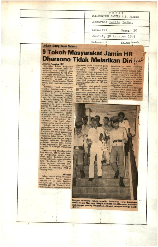 9 tokoh masyarakat jamin HR Dharsono tidak melarikan diri
