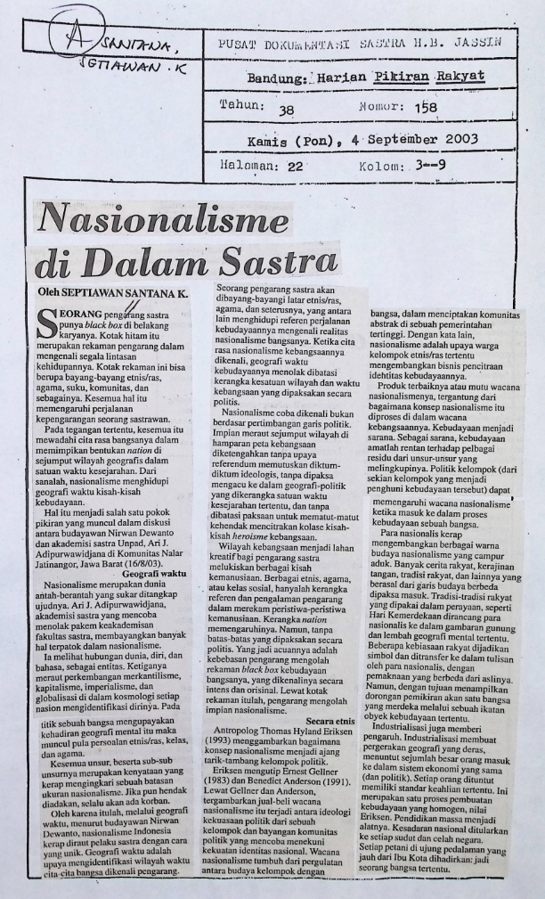 Nasionalisme di dalam sastra