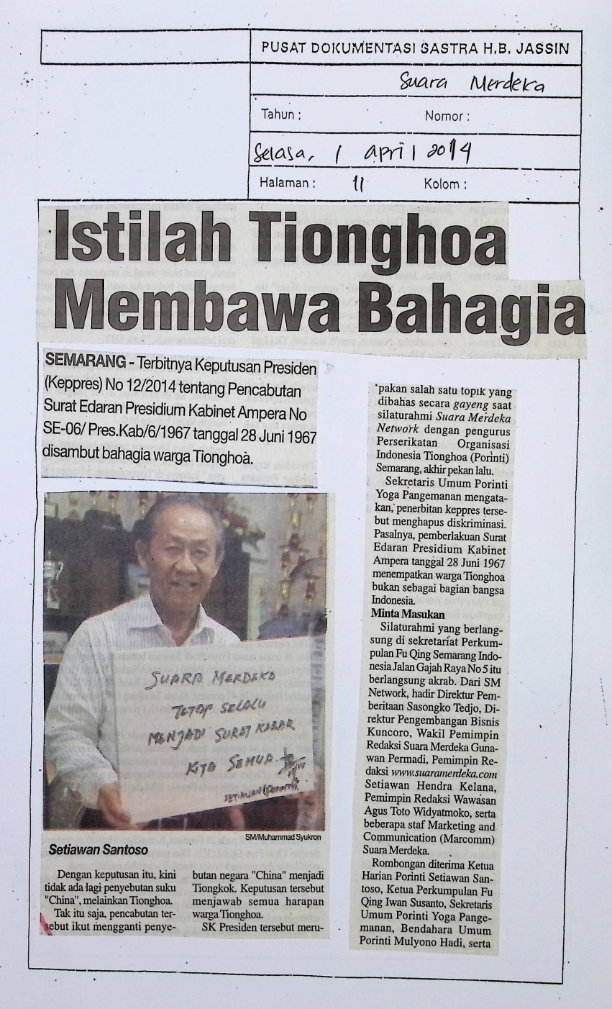 Istilah Tionghoa membawa berkah