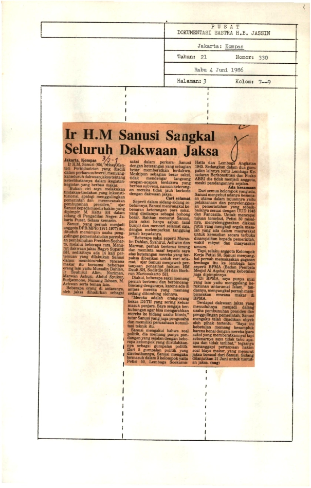 Ir H.M Sanusi sangkal seluruh dakwaan jaksa