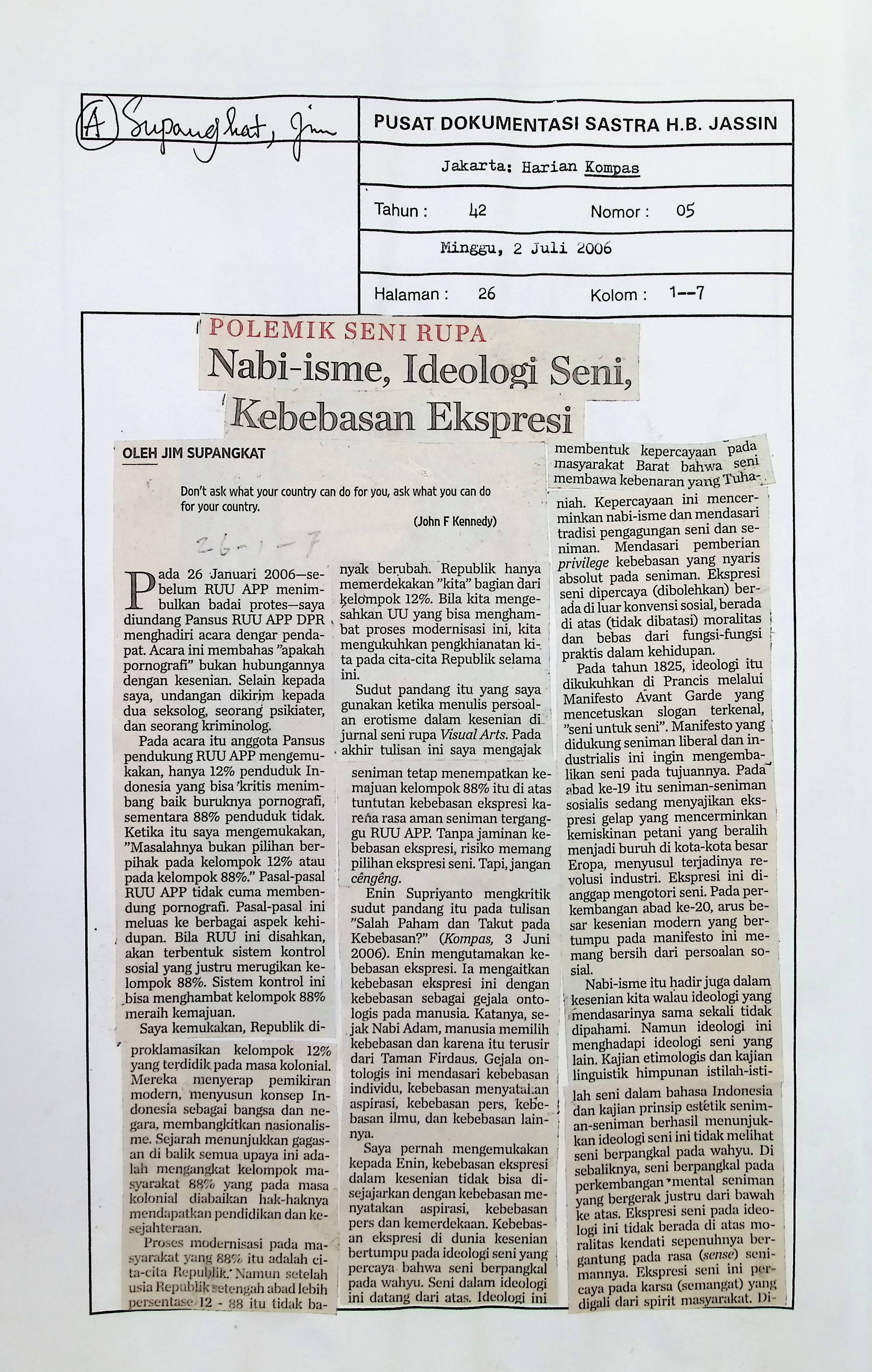 Polemik seni rupa, nabi-isme, ideologi seni, kebebasan ekspresi