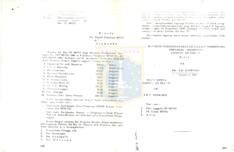 Surat-surat Madjelis Permusyawaratan Rakjat Sementara Republik Indonesia