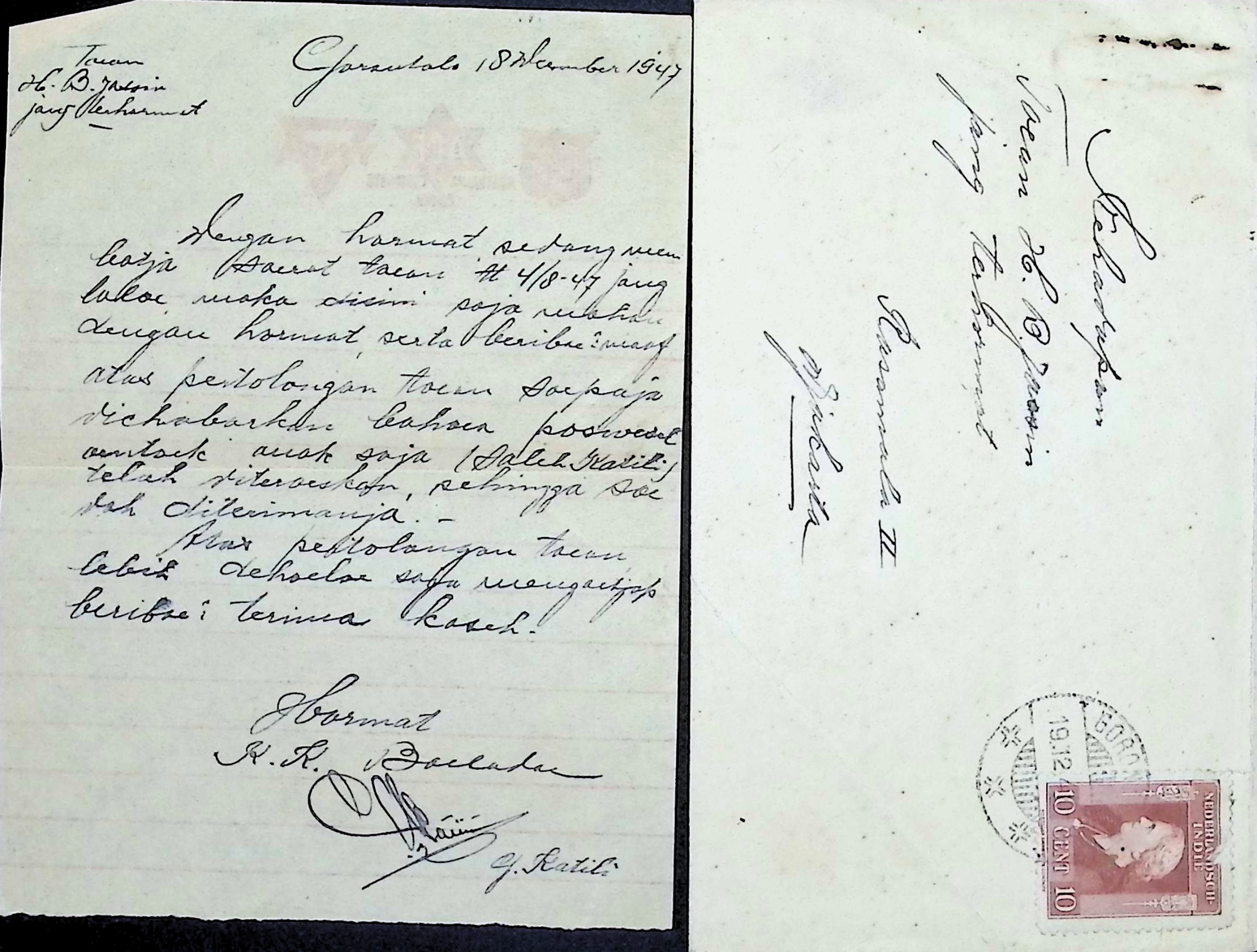 Tulisan tangan surat menyurat A.A. Katili