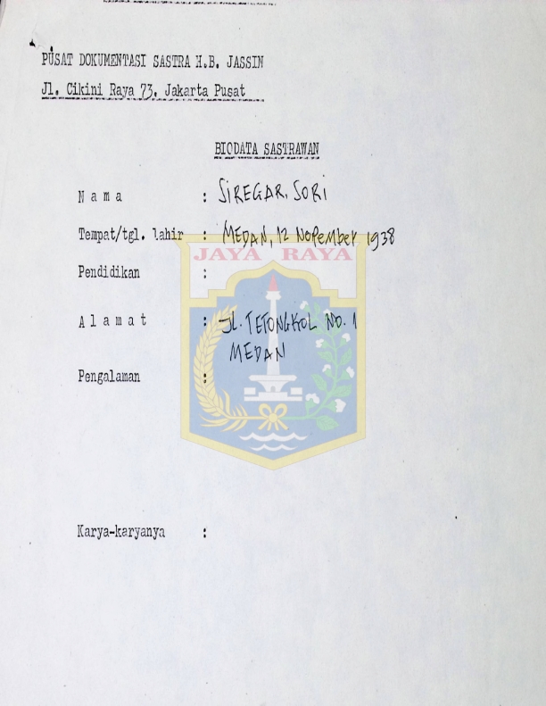Biodata Sori Siregar
