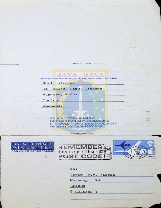 Surat dari Sori Siregar untuk H. B. Jassin (31 Mei 1973)
