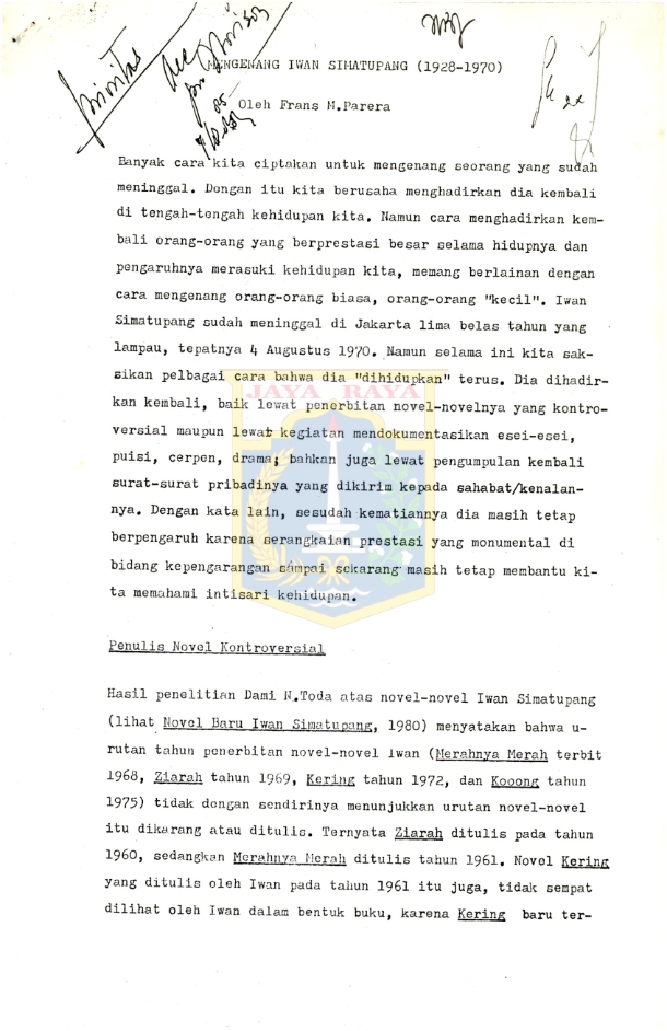 Mengenang Iwan Simatupang (1928-1970)