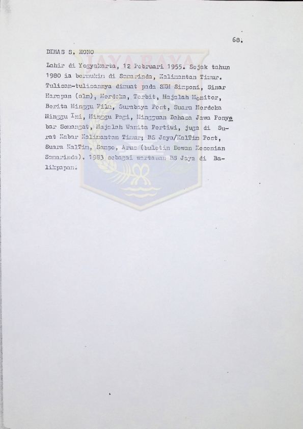 Biografi Dimas S. Hono