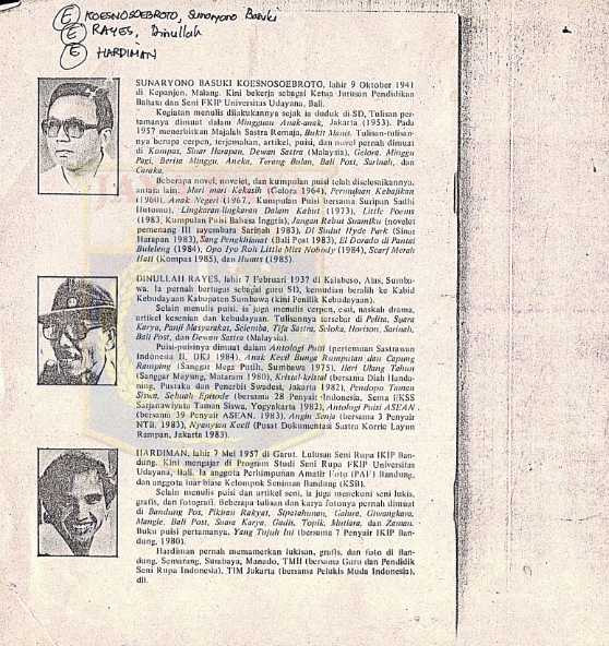 Biografi singkat Sunaryono Basuki Koesnosubroto, Dinullah Rayes, dan Hardiman