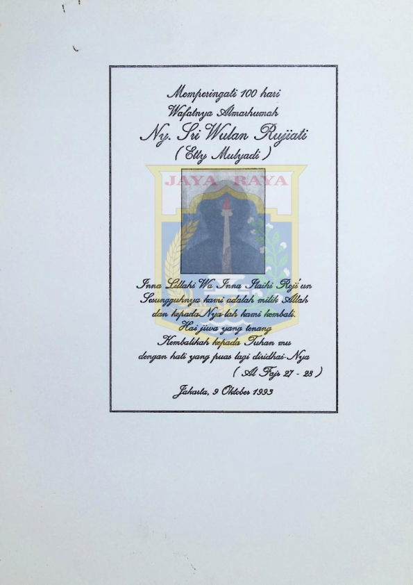 Memperingati 100 hari wafatnya Ny. Sri Wulan Pujiati