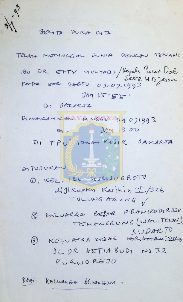 Berita duka cita Sri Wulan Rujiati Mulyadi