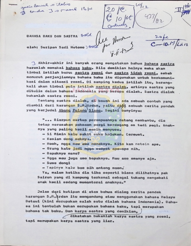 Bahasa baku dan sastra