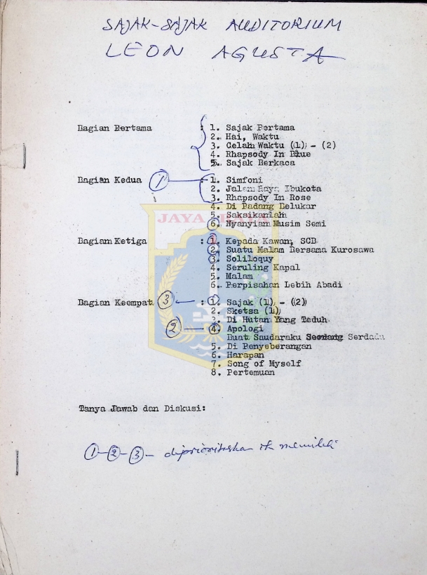 Sajak-sajak auditorium Leon Agusta