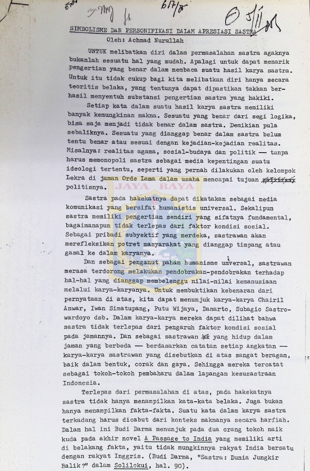 Simbolisme dan personifikasi dalam apresiasi sastra