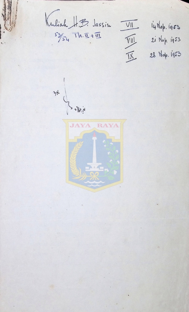 Kuliah H.B. Jassin VII, VIII, IX