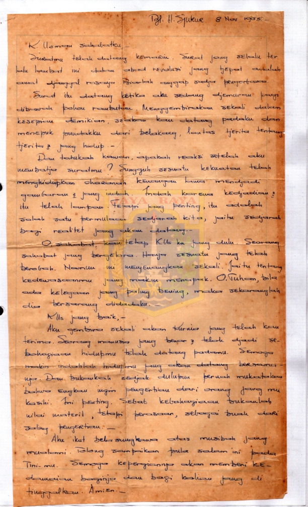 Surat dari H. Sjukur kepada K. Usman
