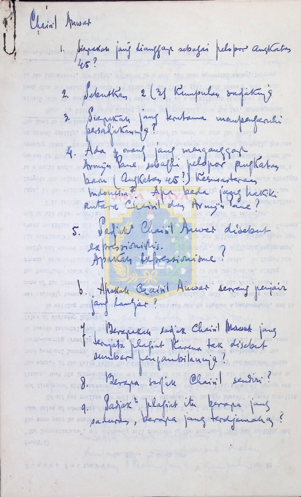 Pertanyaan-pertanyaan tentang Chairil Anwar