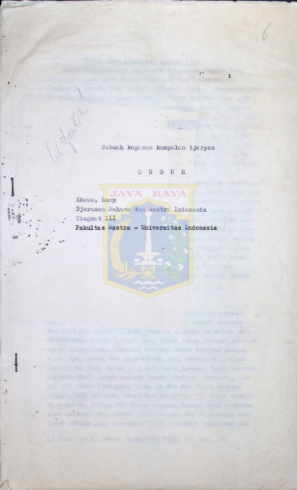 Sebuah kupasan kumpulan cerpen "subuh" karya Pramoedya Ananta Toer