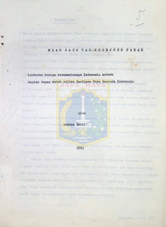 Sebuah kupasan novel "dian yang tak kunjung padam" karya Sutan Takdir Alisjahbana