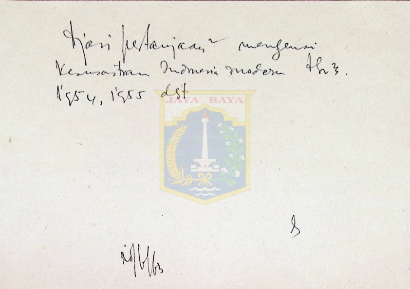 Catatan pertanyaan mengenai kesusastraan Indonesia modern