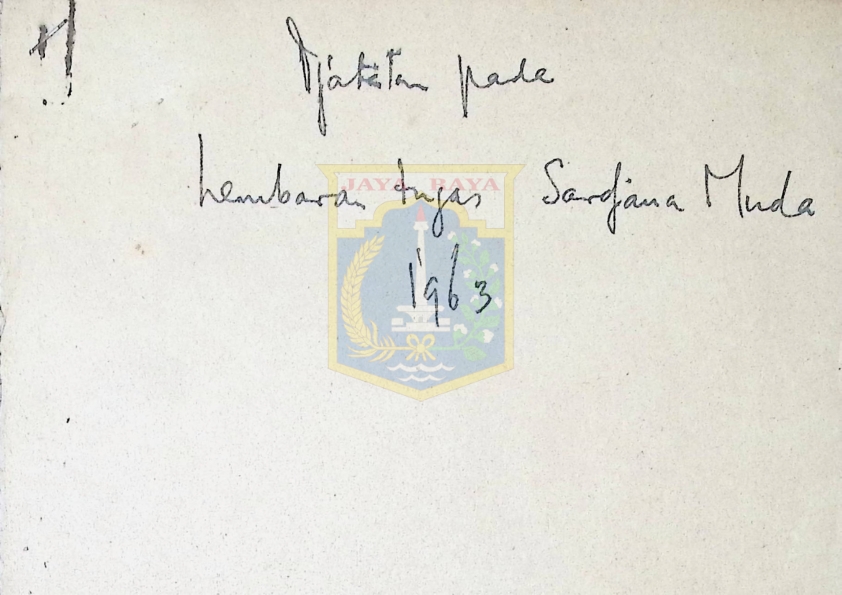 Catatan pada lembaran tugas sarjana muda 1963