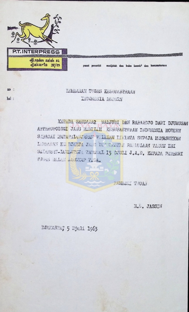 Lembaran tugas kesusastraan Indonesia modern