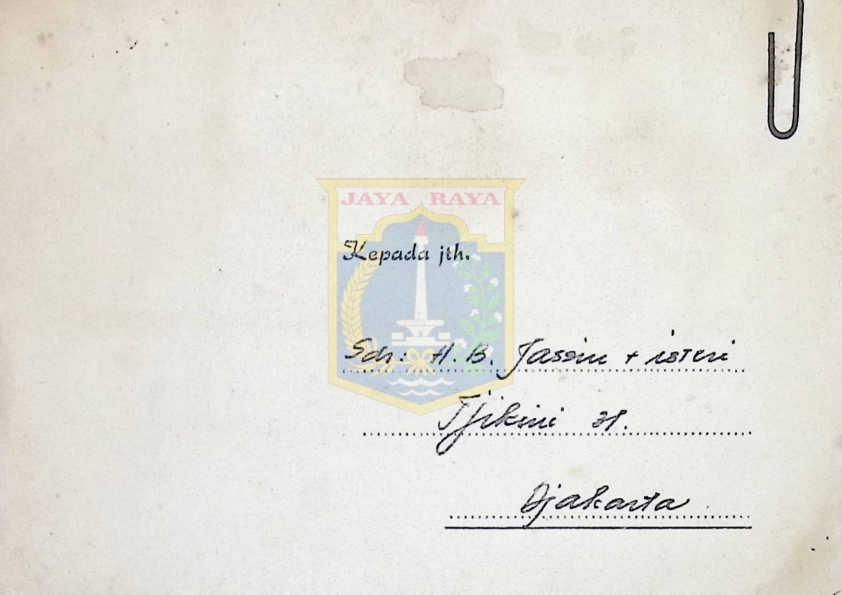 Amplop kartu ucapan untuk HB Jassin