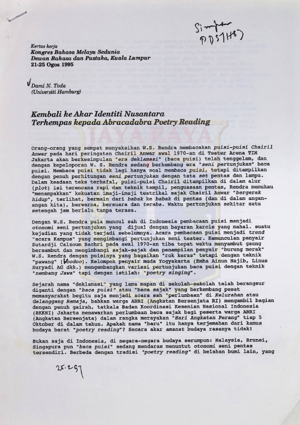 Kembali ke akar identiti nusantara terhempas kepada abracadabra poetry reading : -
