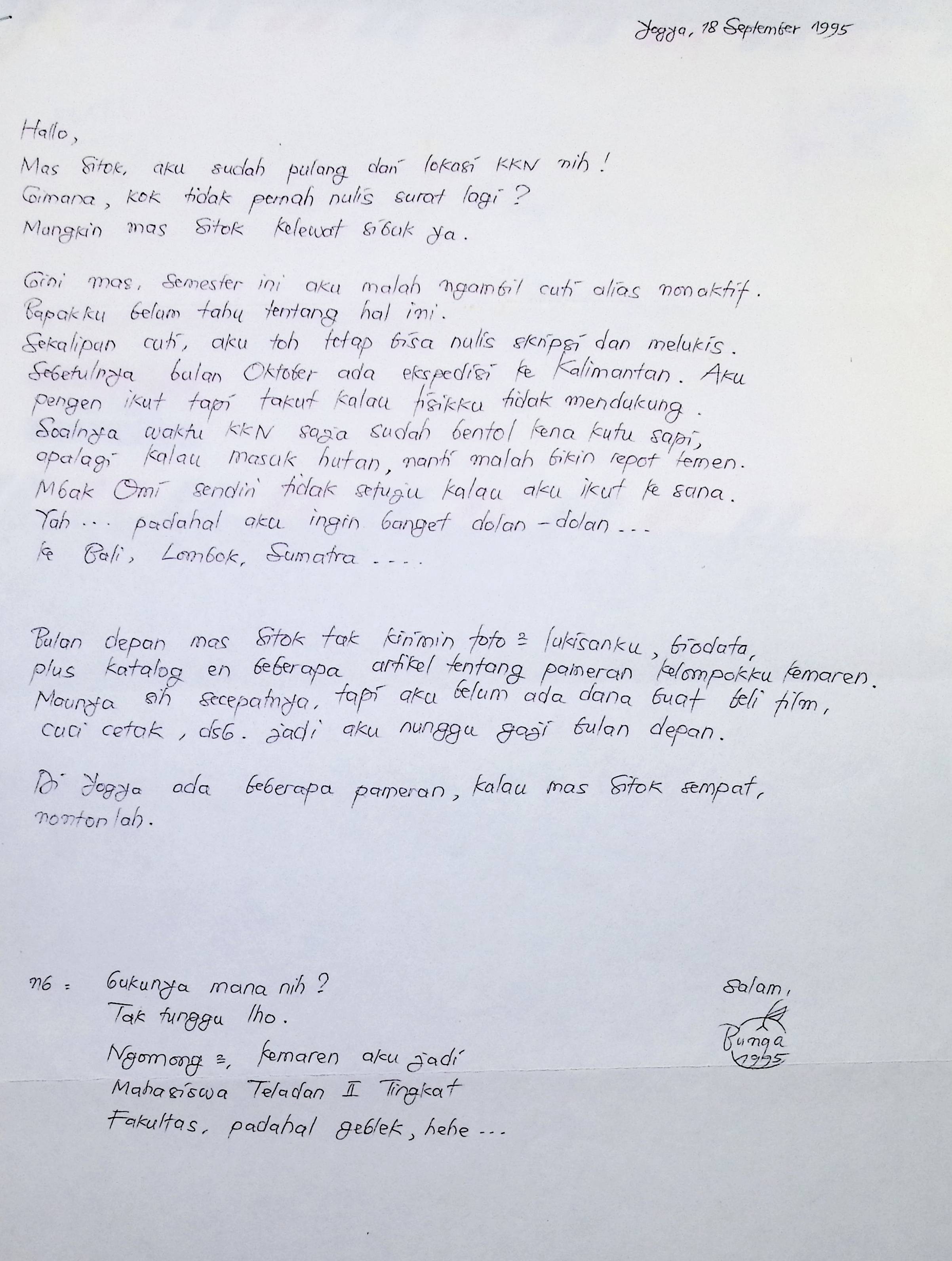 Surat dari Bunga untuk Sitok Srengenge