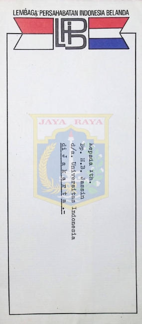 Surat undangan Lembaga Persahabatan Indonesia Belanda untuk HB Jassin