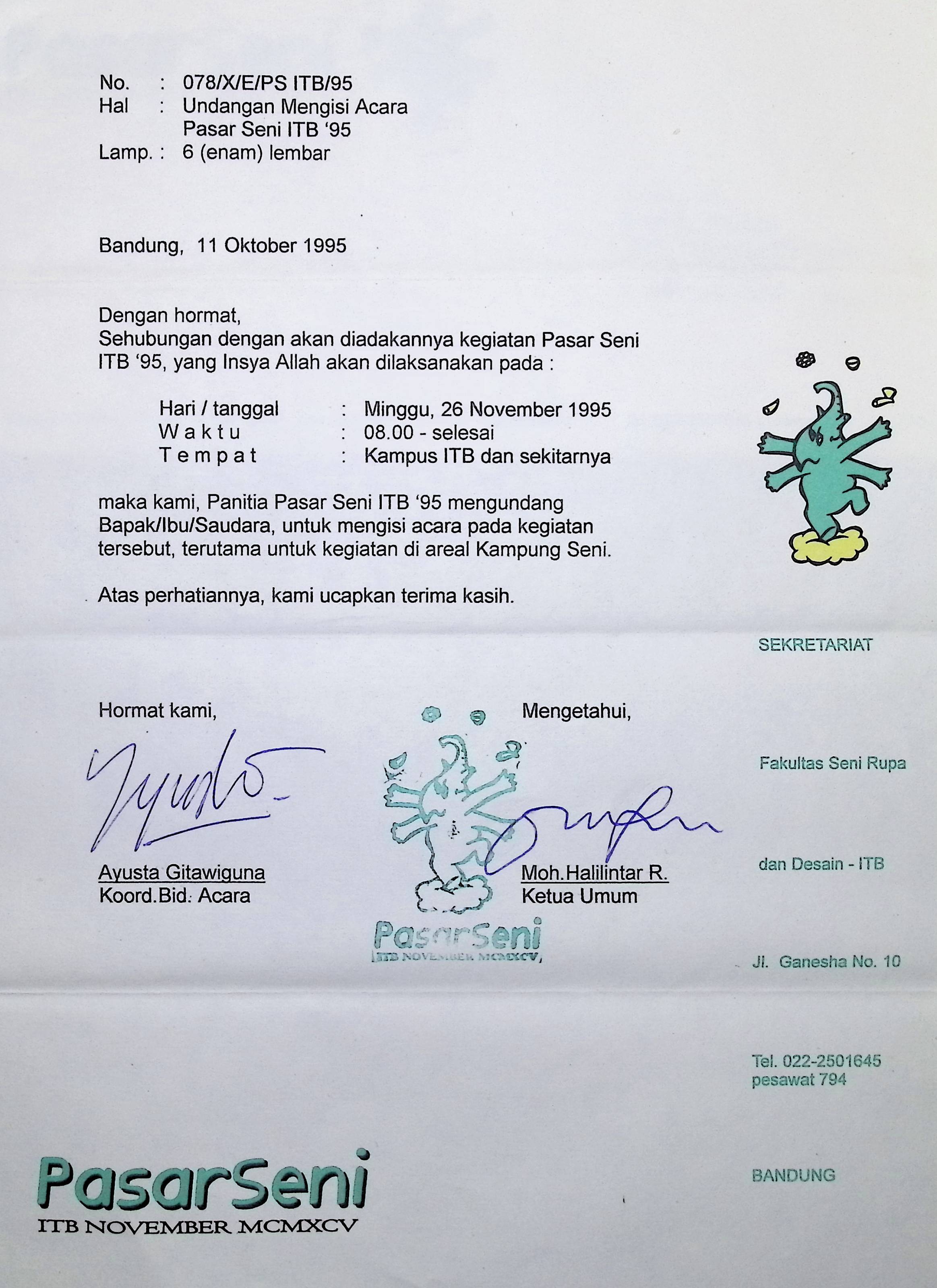 Surat untuk Sitok Srengenge dari Pasar Seni