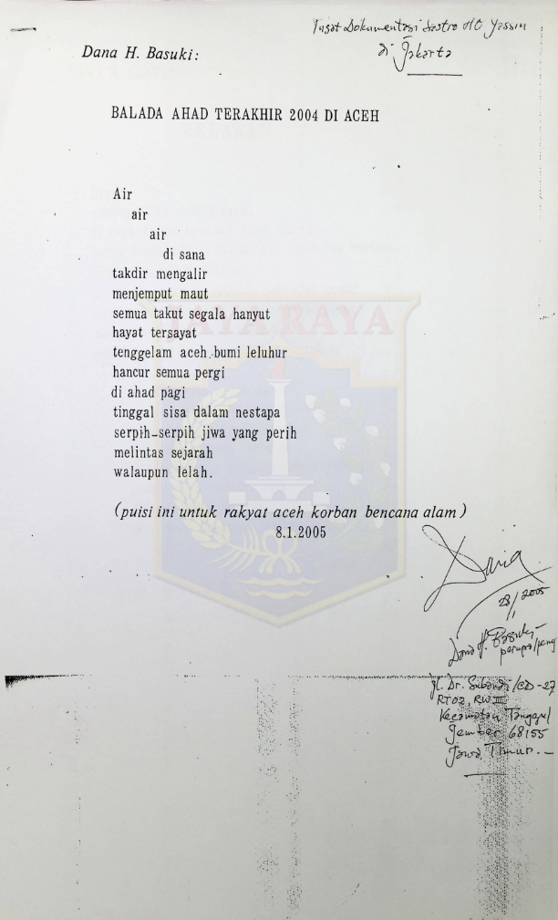 Kumpulan puisi karya Dana H. Basuki