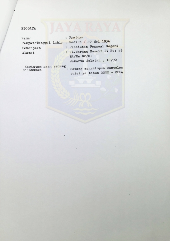 Biodata Prajoga Murbeng
