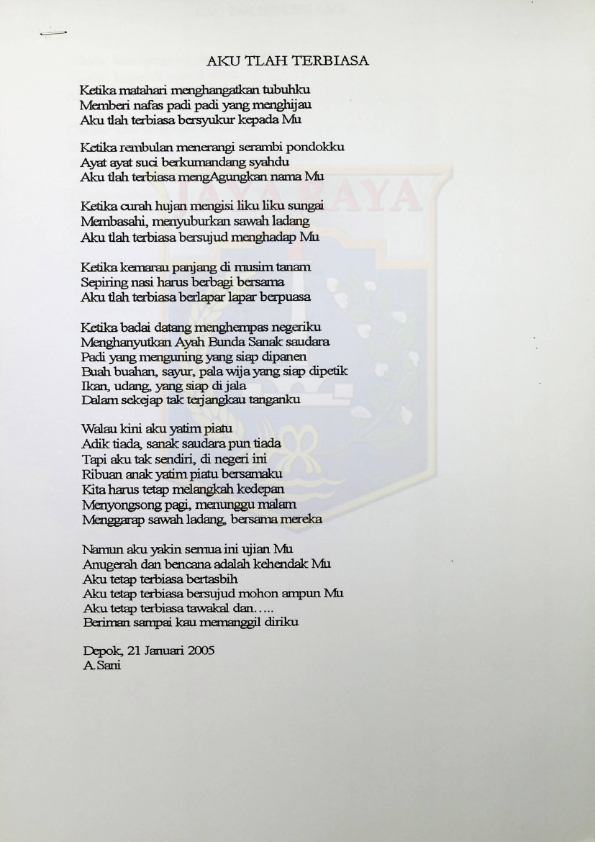 Kumpulan puisi karya A. Sani