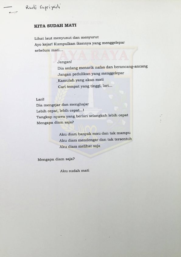 Kumpulan puisi karya Rudi Supriyadi