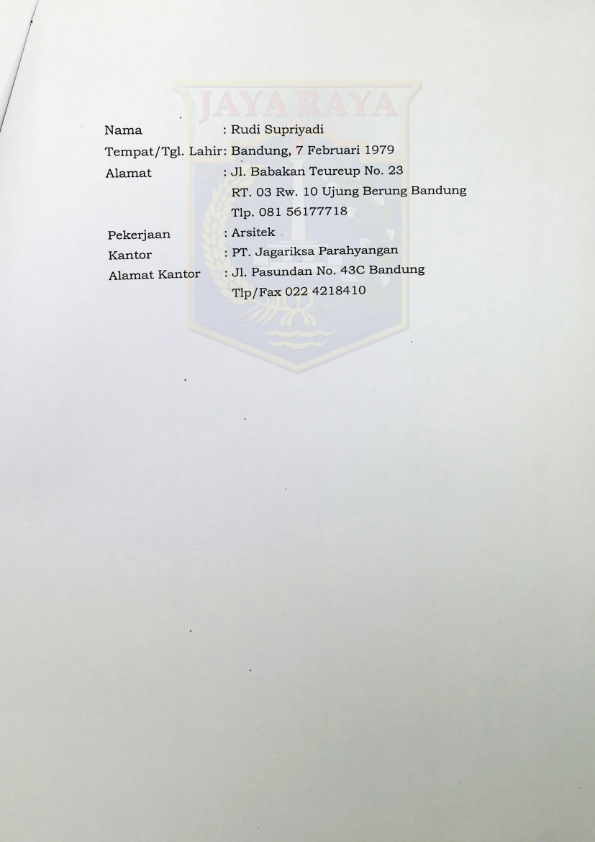 Data pribadi Rudi Supriyadi