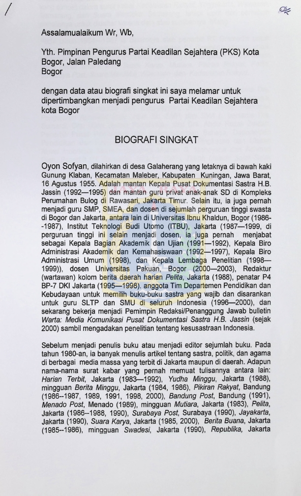 Kumpulan biografi singkat Oyon Sofyan