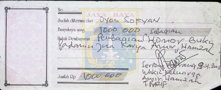 Kwitansi Oyon Sofyan