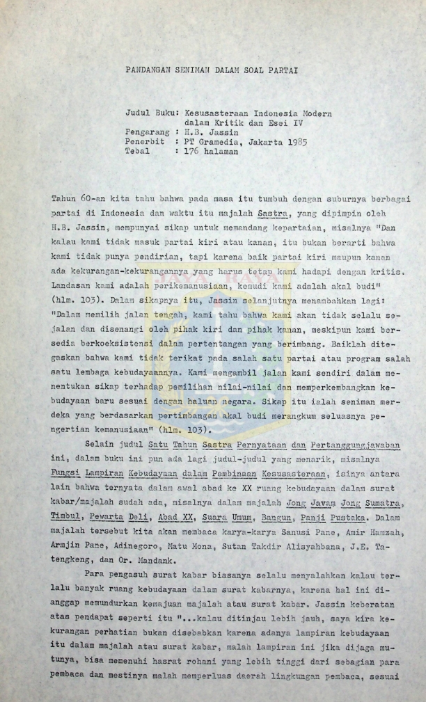 Pandangan seniman dalam soal politik