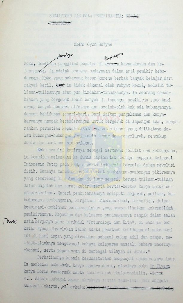 Sudjatmoko dan pola pemikirannya