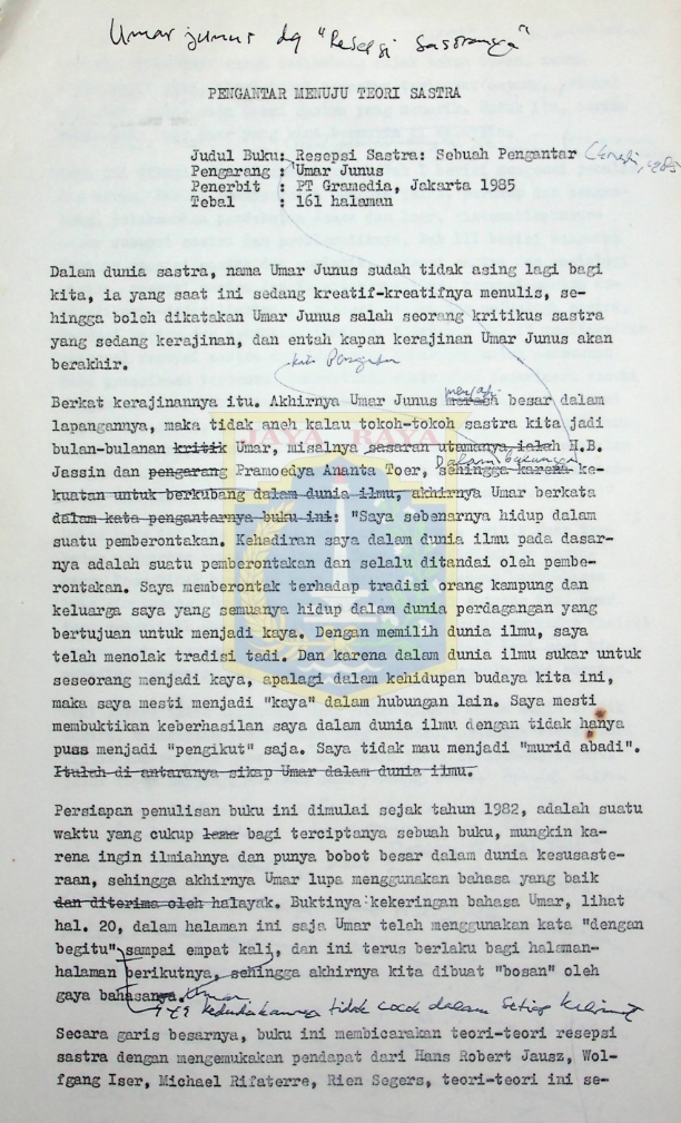 Pengantar menuju teori sastra