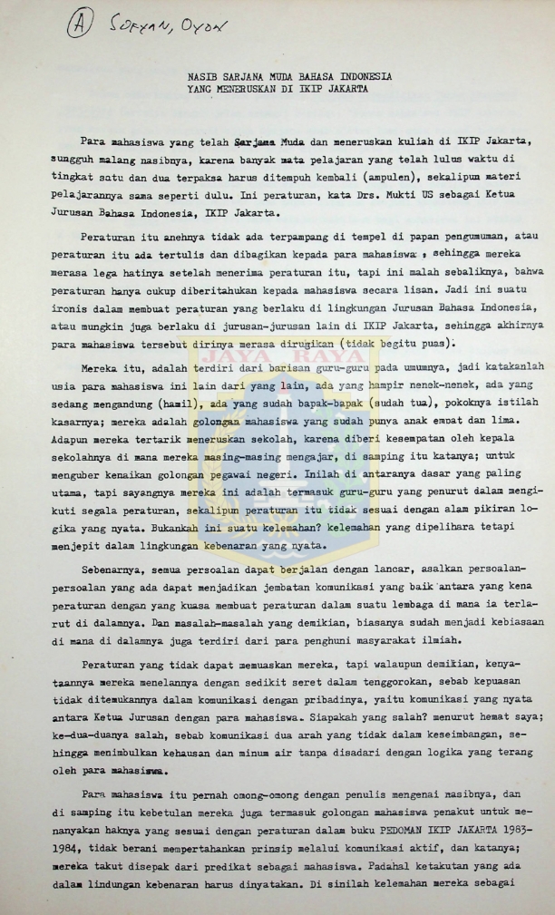 Nasib sarjana muda Bahasa Indonesia yang meneruskan di IKIP Jakarta