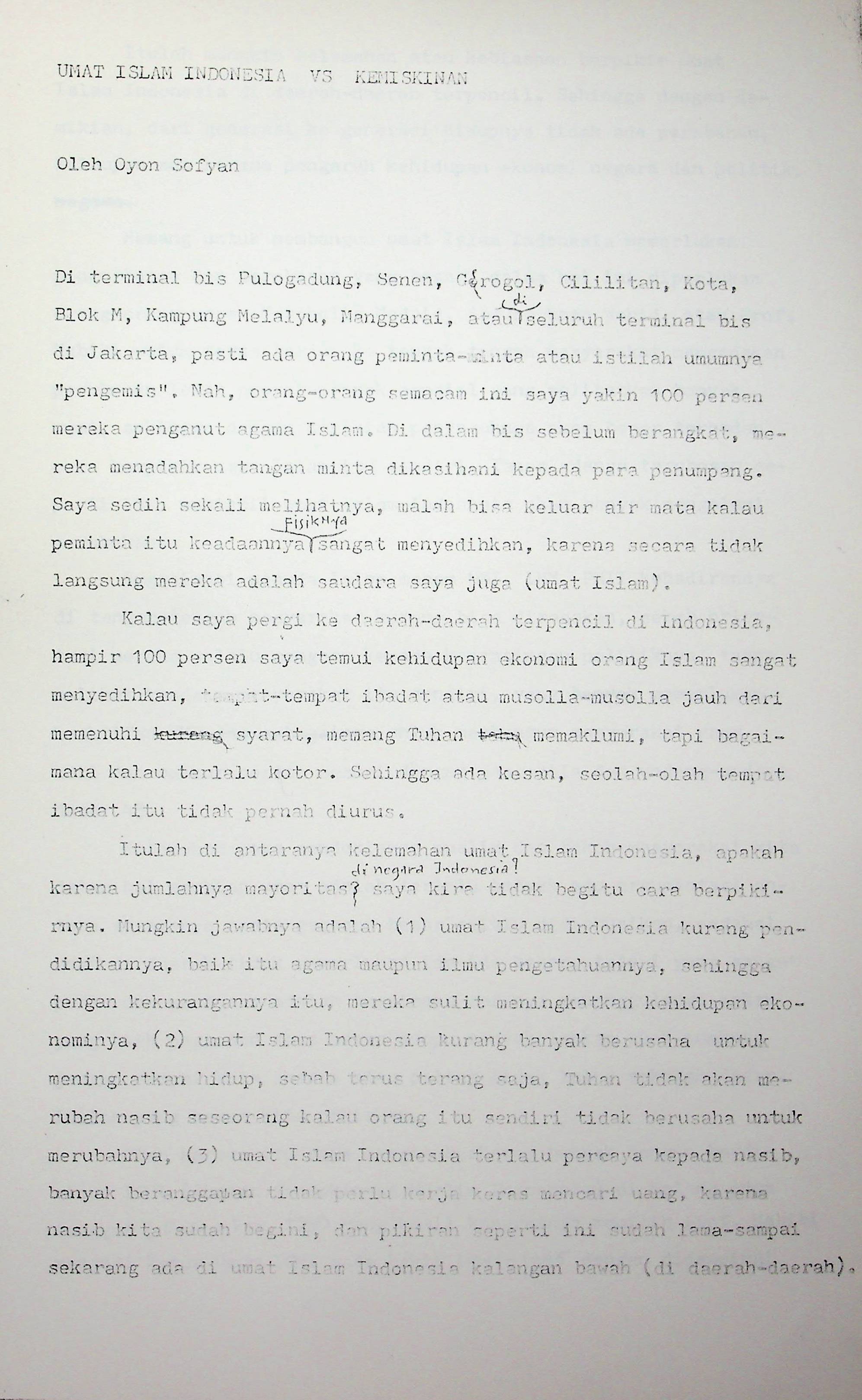Umat Islam Indonesia vs kemiskinan (draft)