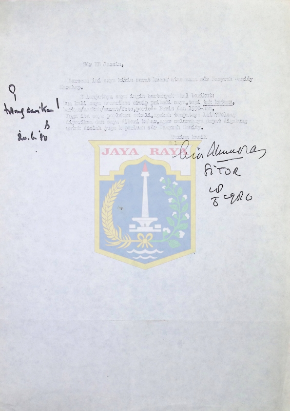 Surat kuasa dari Sitor Situmorang untuk H.B. Jassin