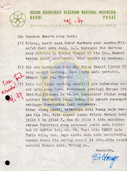 Surat-surat Satyagraha Hoerip kepada Pamusuk Eneste